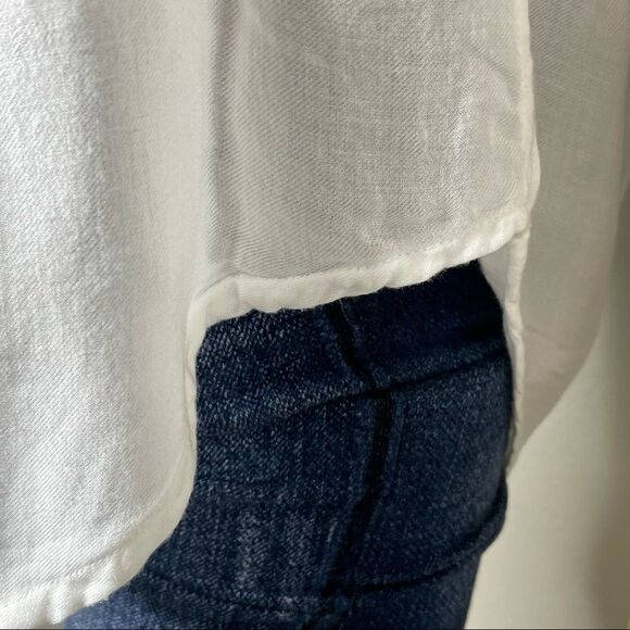 Anthropologie Cloth & Stone Sleeveless Blouse White High Low Hem Sheer Sz Small - Picture 4 of 13